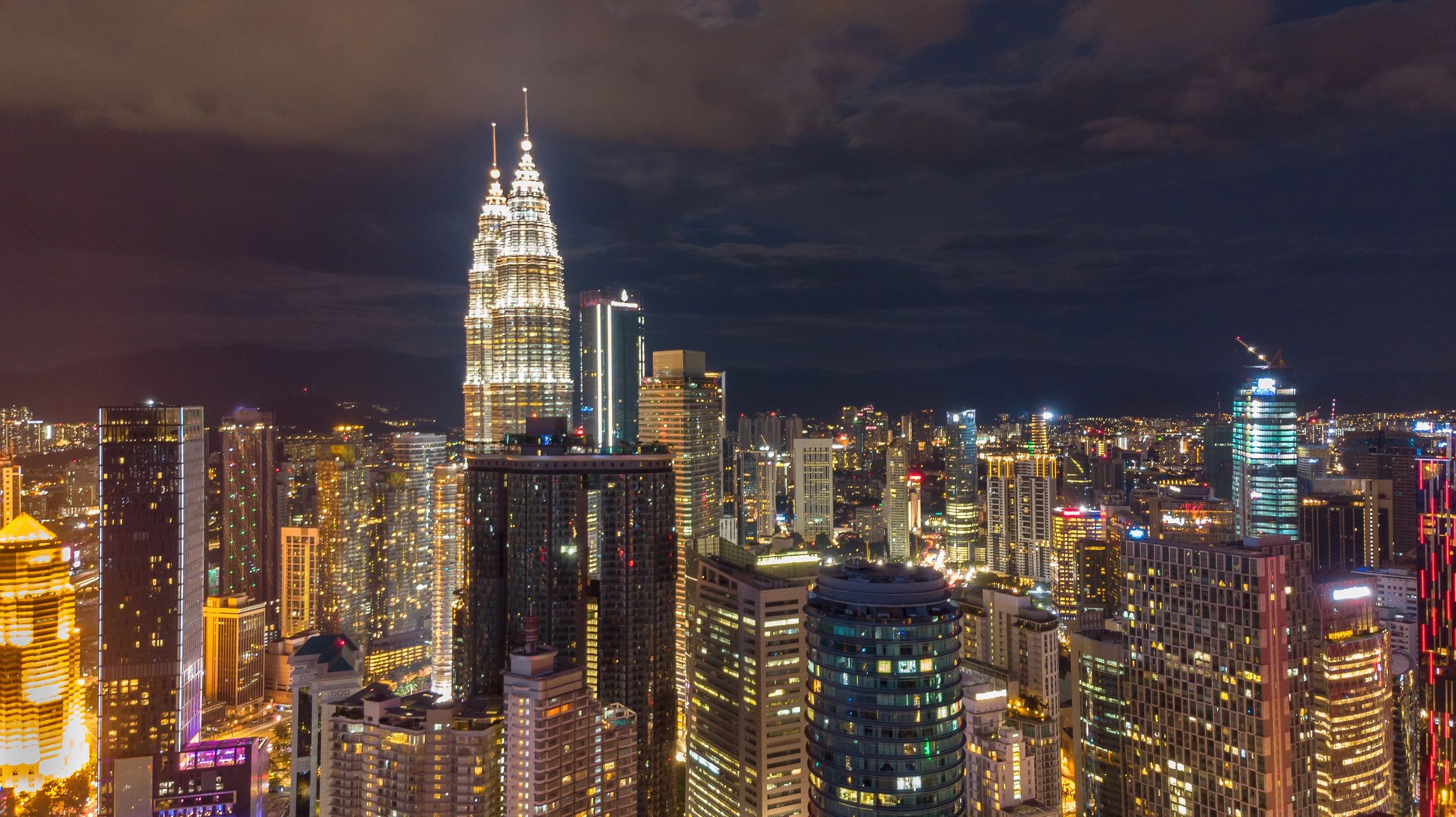 Night cityscape in Kuala Lumpur city centre