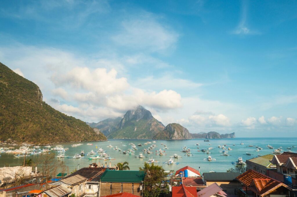 Cadlao Island Mountain - El Nido Palawan Beach Town - Philippines - High Angle Wide Shot